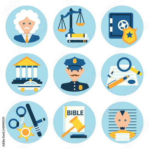 Law justice police icons