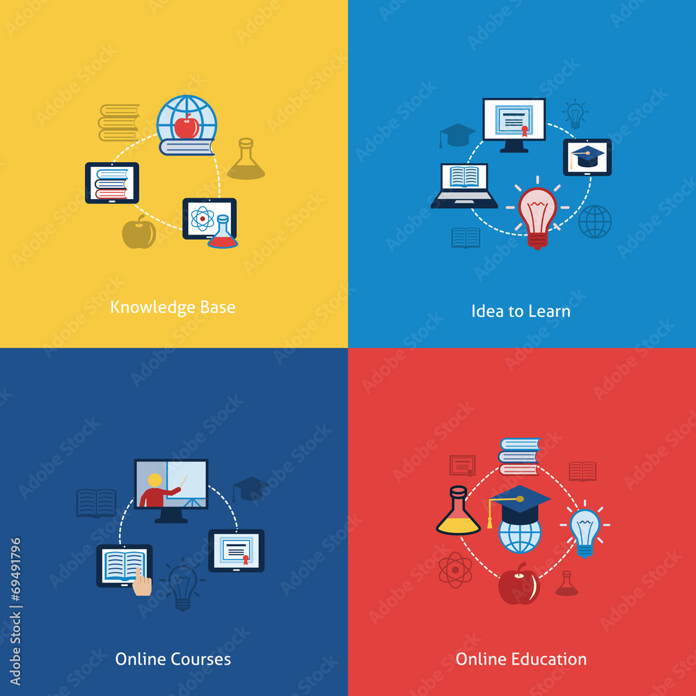 Online education icon flat