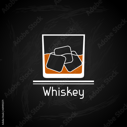 Illustration with glass of whiskey for menu cover.