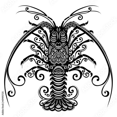 Vector Sea Spiny Lobster. Patterned design