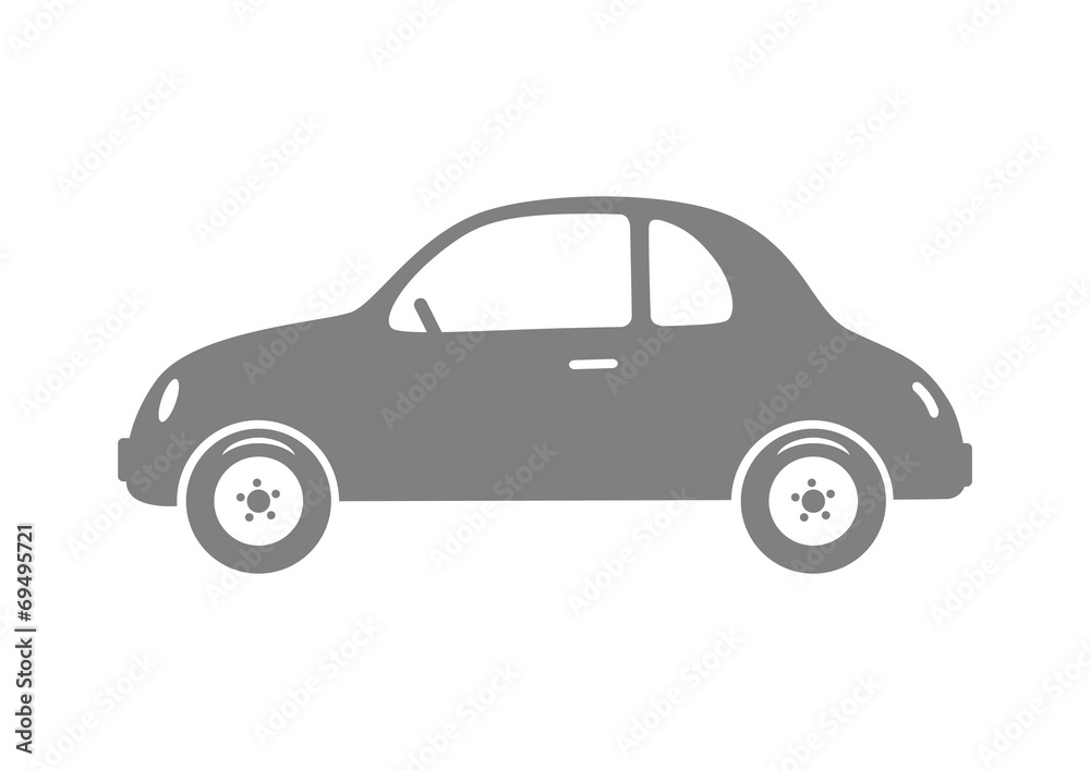 Grey car icon on white background
