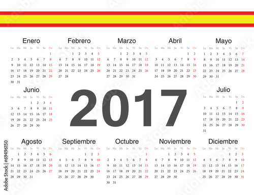 Vector spanish circle calendar 2017