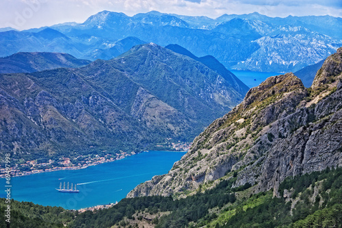 Top view of the Bay of Kotor panorama  Montenegro.