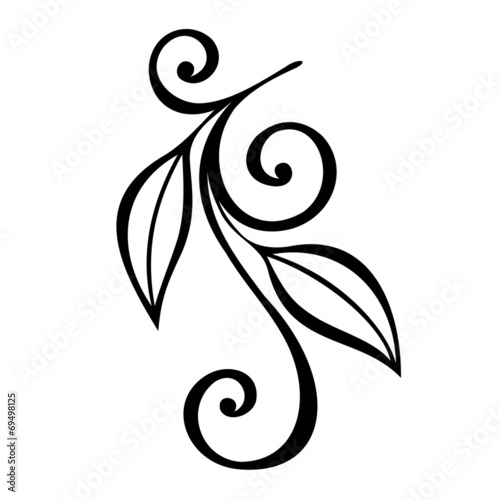 Original Decorative Leaf with Ornament (Vector), Patterned desig