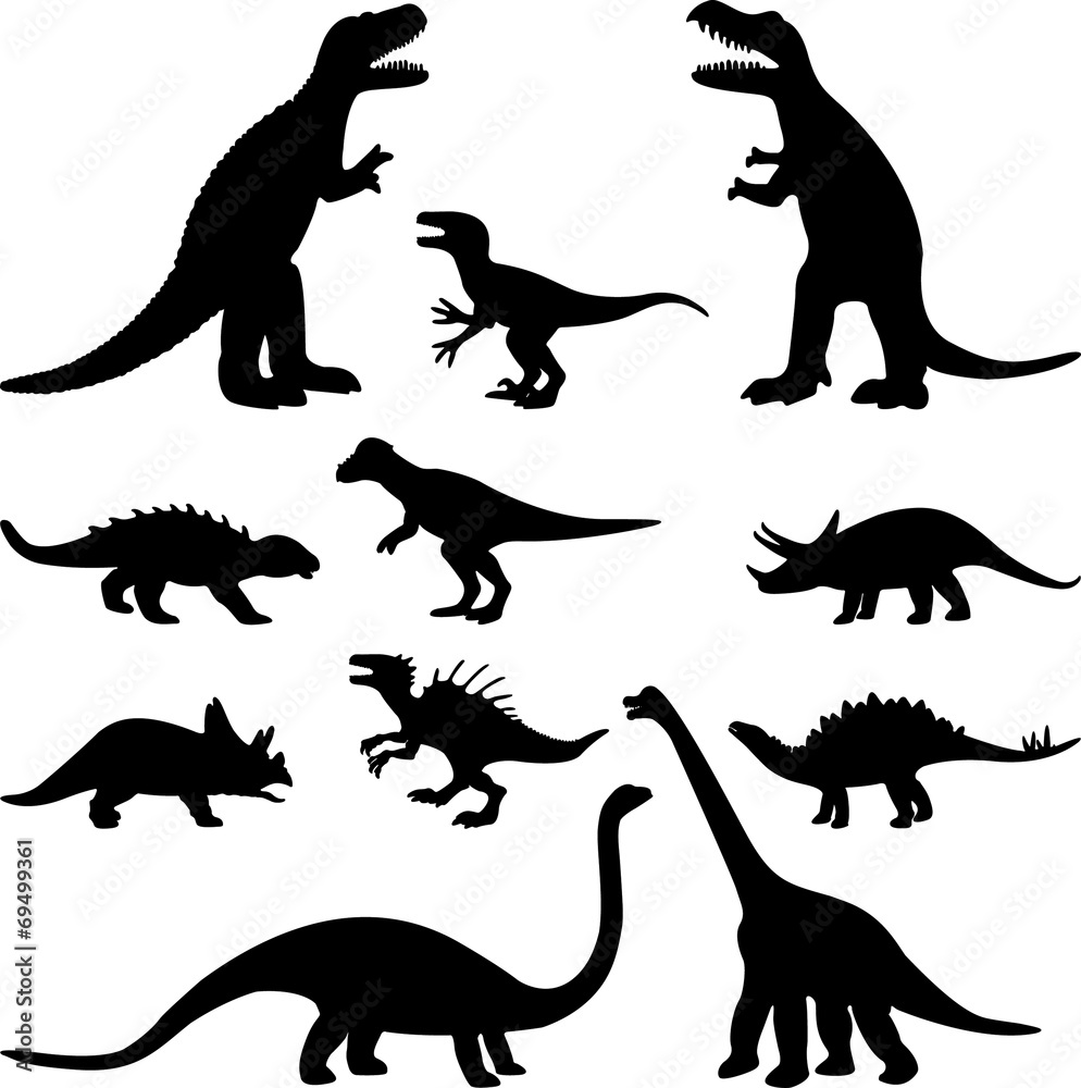 dinosaur vectorized silhouettes collection