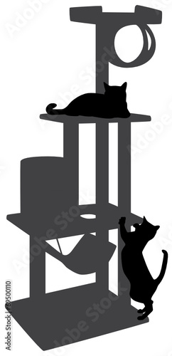 Kratzbaum mit Katzen