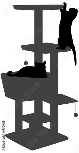 Kratzbaum mit Katzen