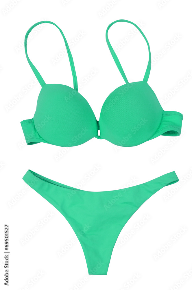 green swimsuit isolated on white