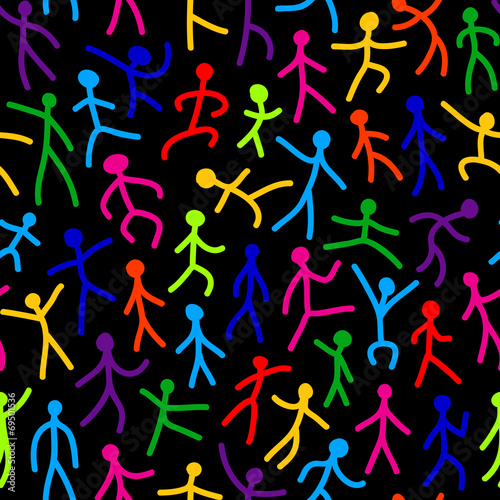 Abstract hand drawn people seamless pattern.