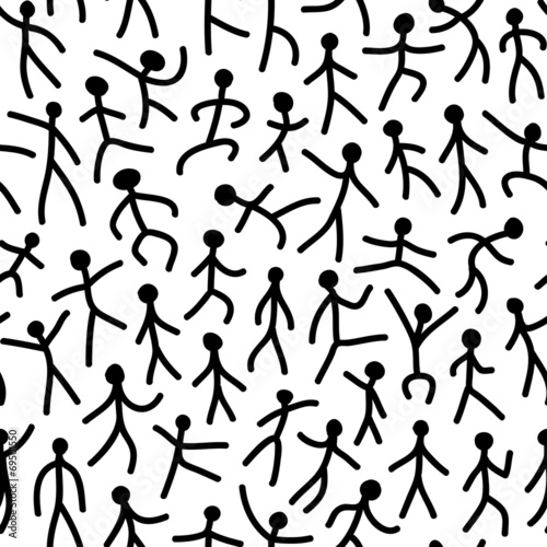 Abstract hand drawn people seamless pattern.