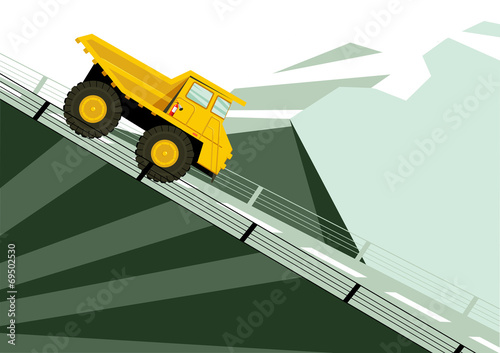 landscape with yellow truck
