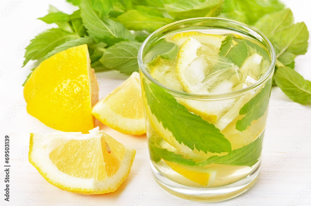 Lemonade with fresh lemon and mint Lemonade with fresh lemon and mint