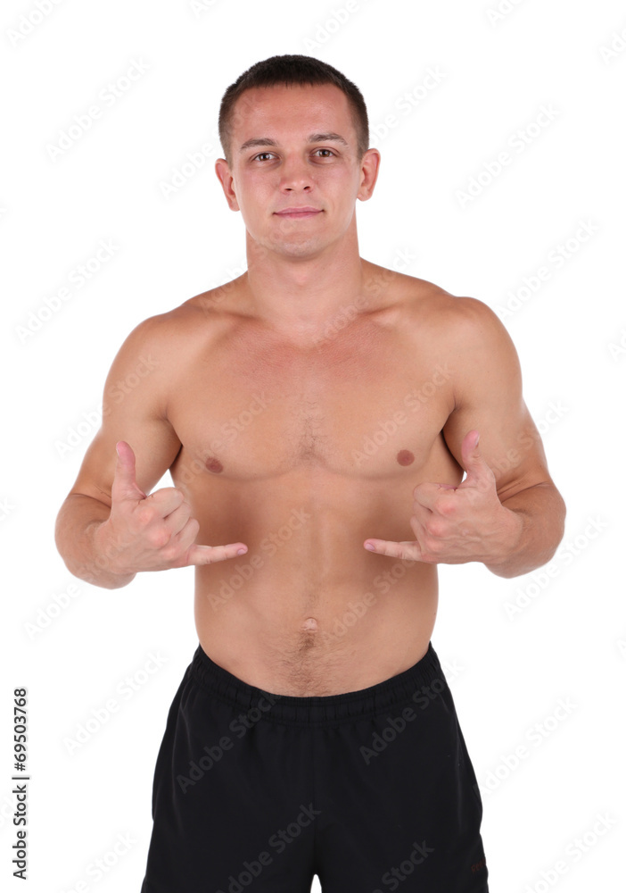 Handsome muscle young man isolated on white Handsome muscle young man isolated on white