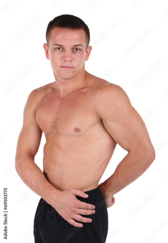 Handsome muscle young man isolated on white Handsome muscle young man isolated on white