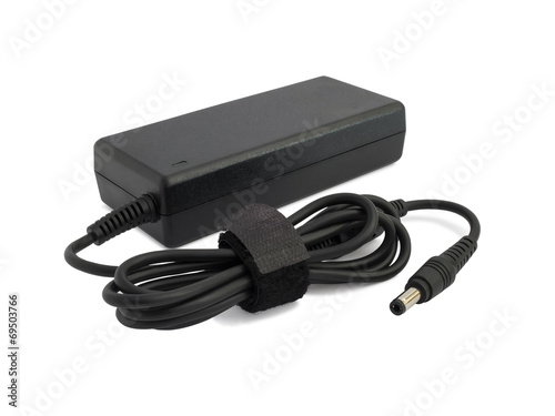 Laptop AC adapter isolated on white