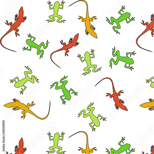 Cute funny animals frogs and lizards