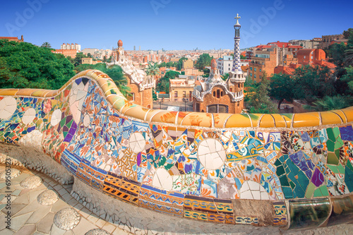 Tablou canvas Park Guell in Barcelona, Spain