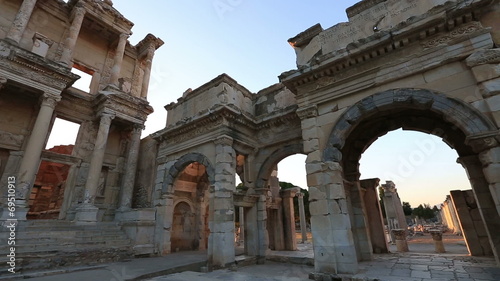 ruins Celsius Library in the ancient city of Ephesus