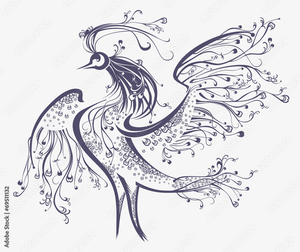 Fototapeta premium Fantastic bird. Beautiful graphics illustration.