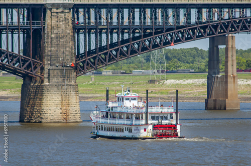 Boat on Mississippi River in St. Louis, USA