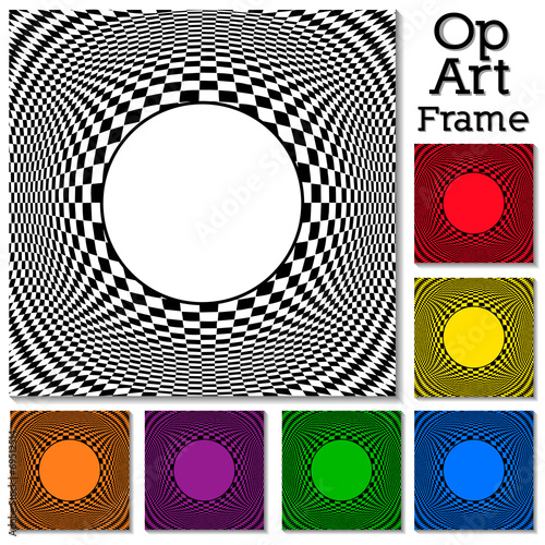 Op Art Abstract Design Frames, 6 colors, illusion, hypnosis
