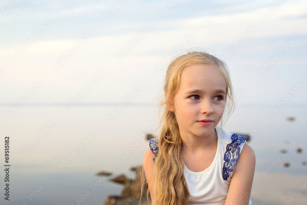 Portrait of little girl on sunset Portrait of little girl on sunset