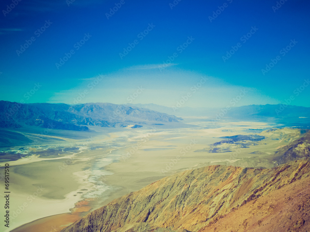 Retro look Zabriskie Point in Death Valley