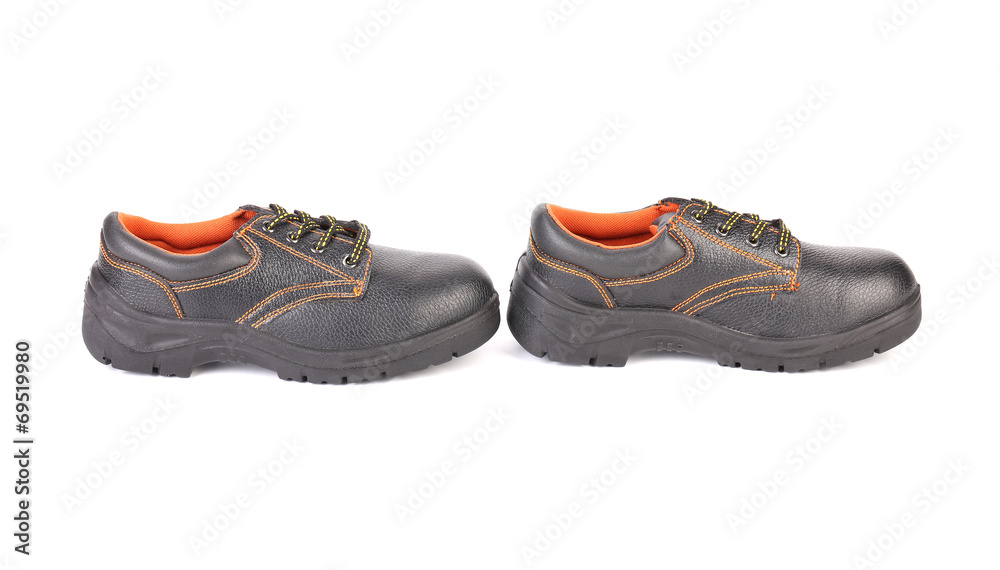 Black man's boots with orange stitch. Black man's boots with orange stitch.