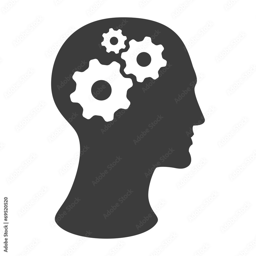 human head silhouette with gears human head silhouette with gears