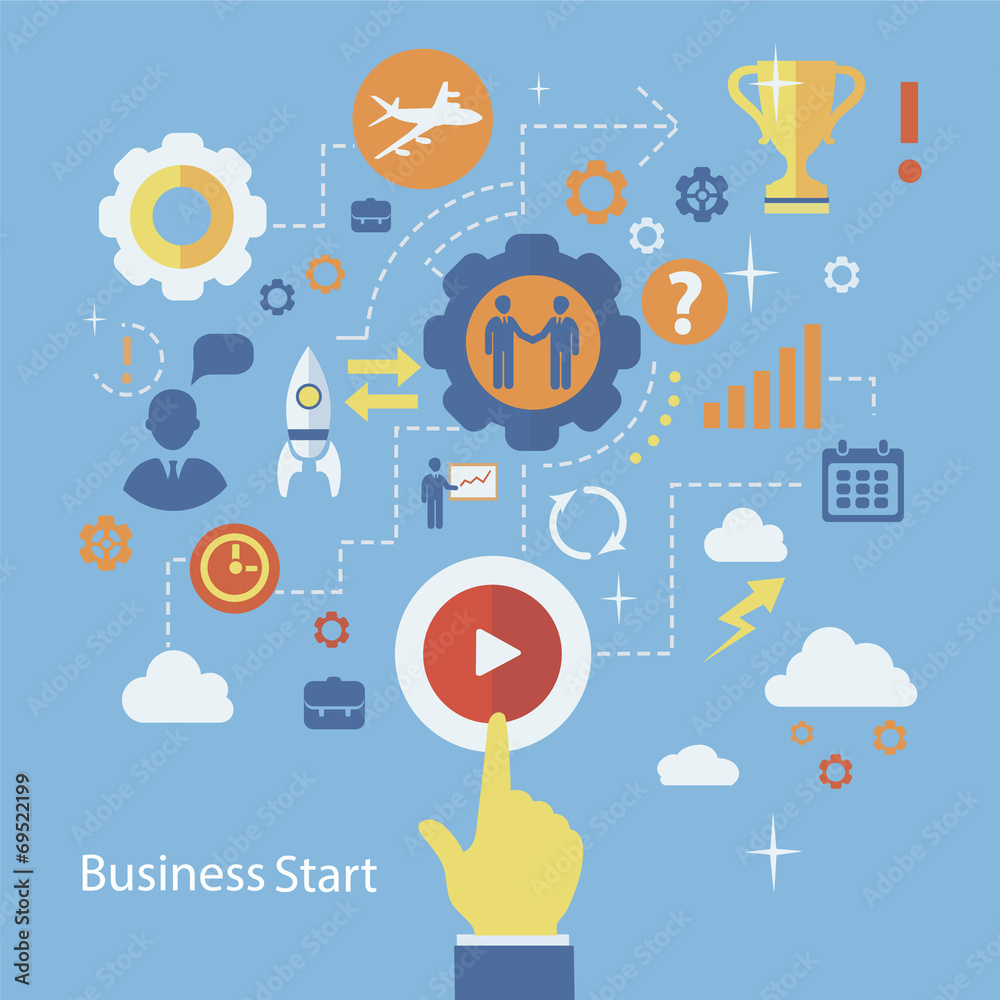 Business start infographics template. Scheme with humans Business start infographics template. Scheme with humans
