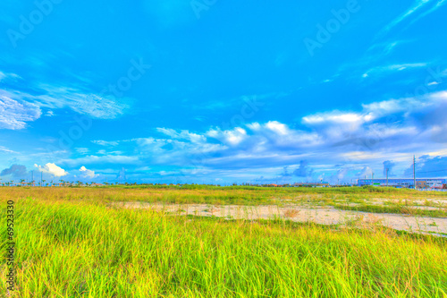 Grassland of Okinawa  blue sky and clouds