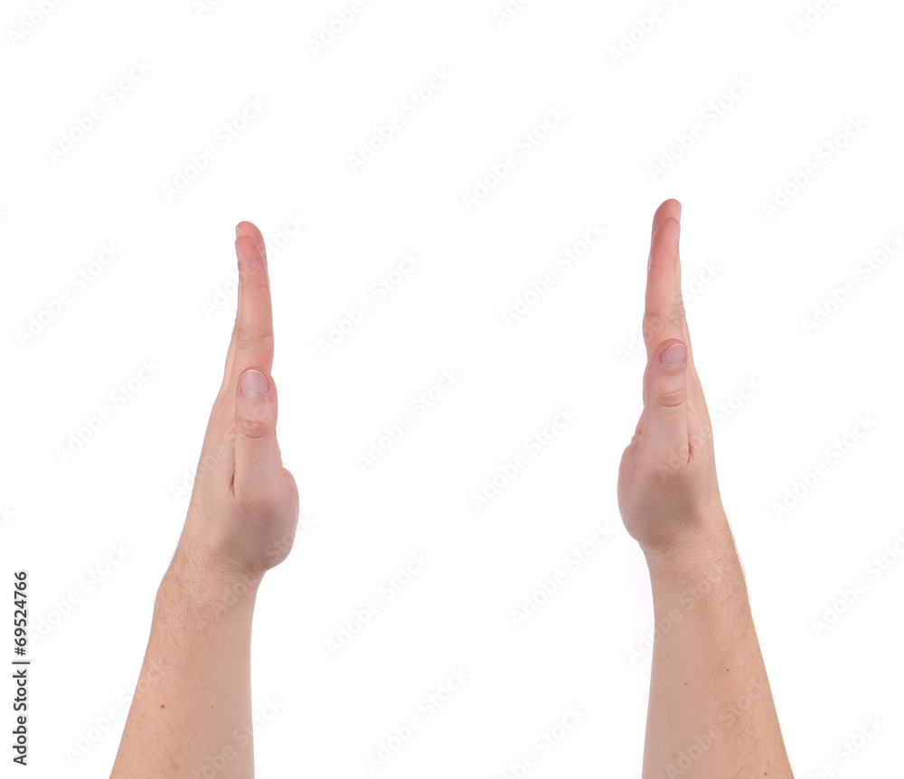 Two hands gesture showing the size. Two hands gesture showing the size.