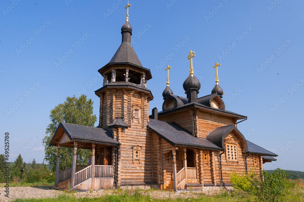 Wooden church of All Saints of Siberia on the Tura river.