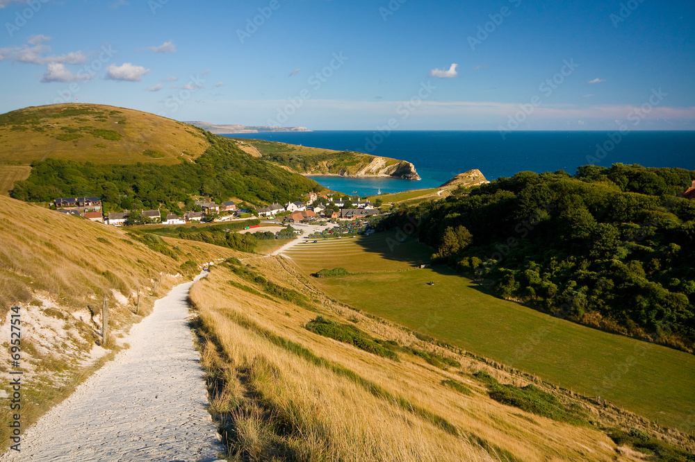 Famous Lulworth cove on Jurassic coast in Dorset, UK