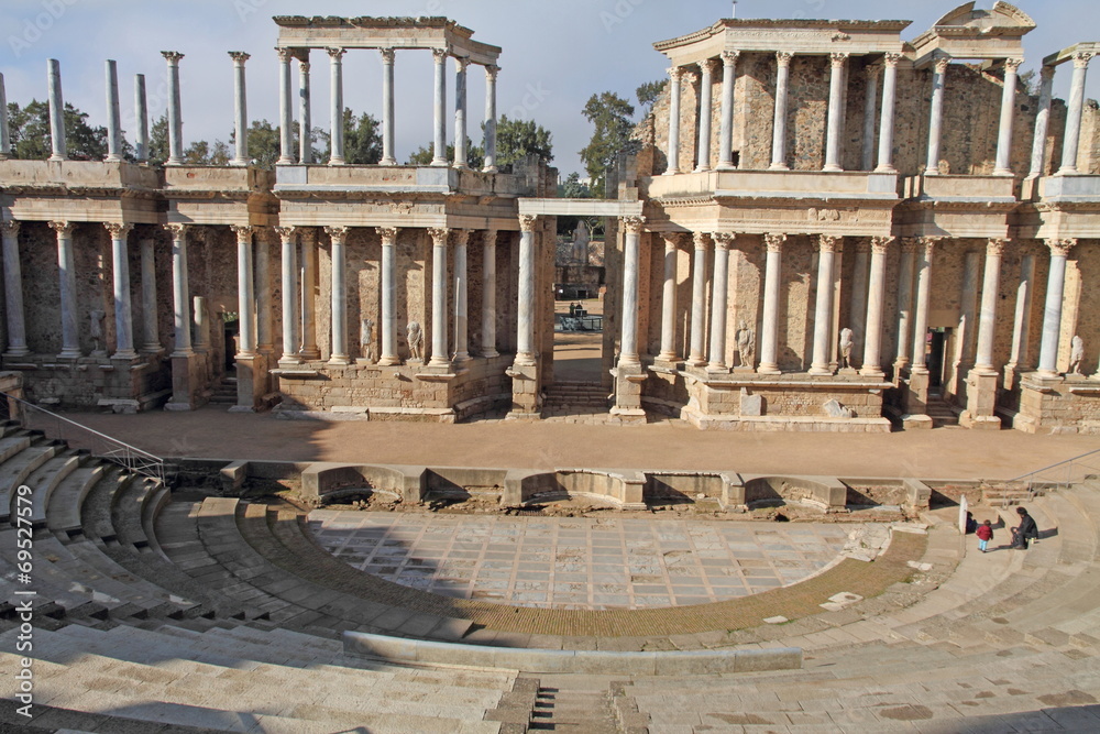 Ruins of the roman theatre, Merida, Badajoz, Extremadura, Spain