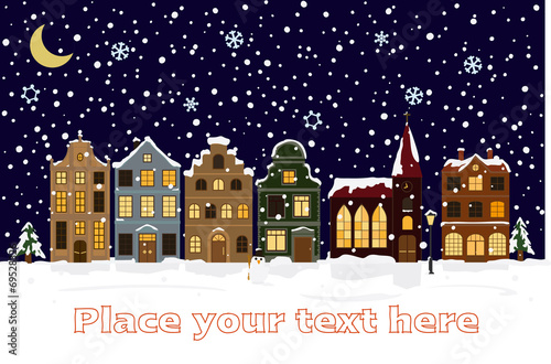Winter Cityscape Vector Illustration with space for text