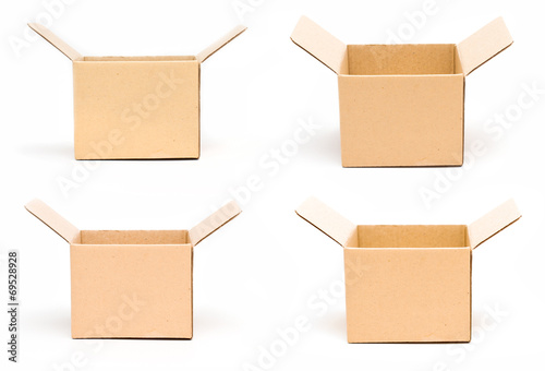 different shape cardboard boxes