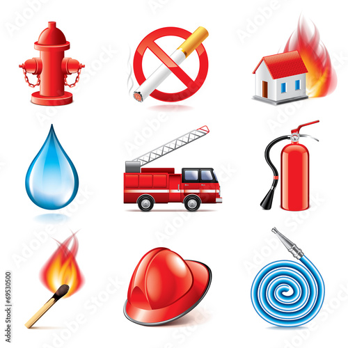 Fire fighting icons vector set