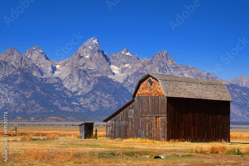 Mormon row barns in Grand Tetons national park