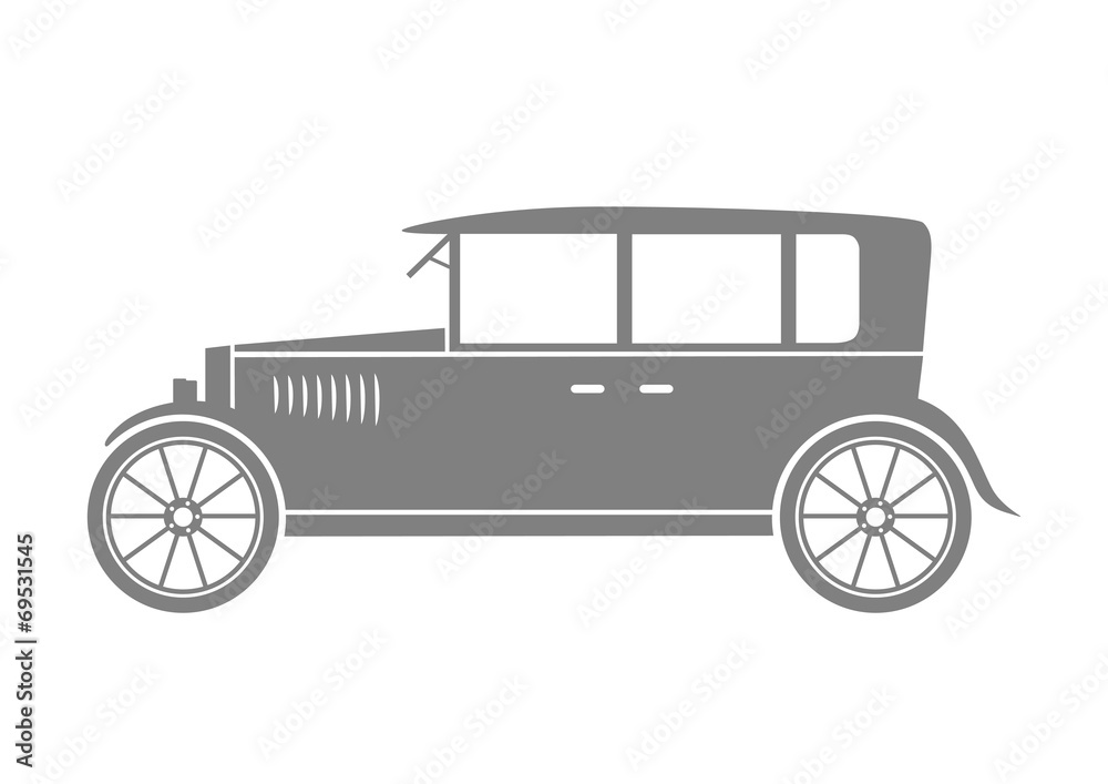 Grey car icon on white background