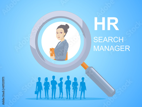Vector illustration portrait of a woman manager keeps a folder w
