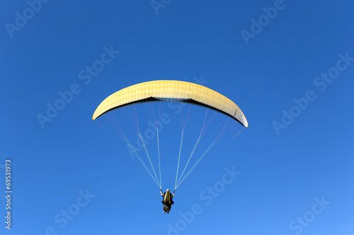 Paraglider flying above Mediterranean near Arsuf coast