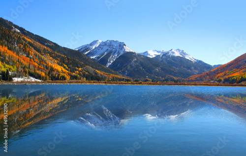 Crystal lake in the middle of San Juan mountains