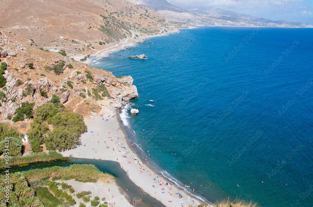 Preveli lagoon.Crete island, Greece. - obrazy, fototapety, plakaty 