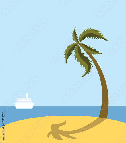 Sea beach with palm tree