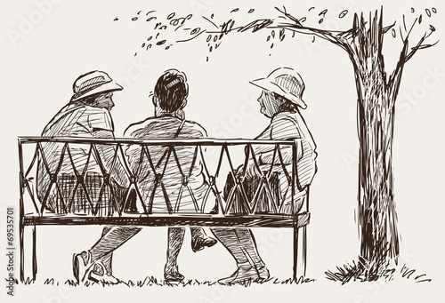 elderly women on the park bench