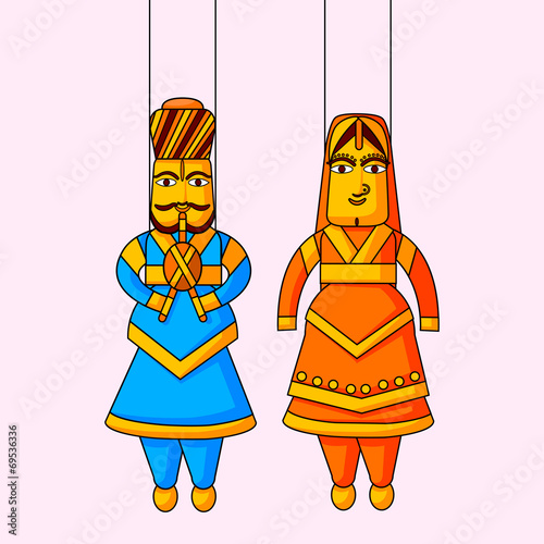 Indian puppet of king and queen
