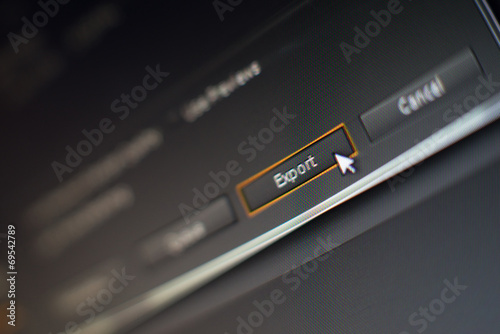 Mouse pointer clicking on a export button in editing software