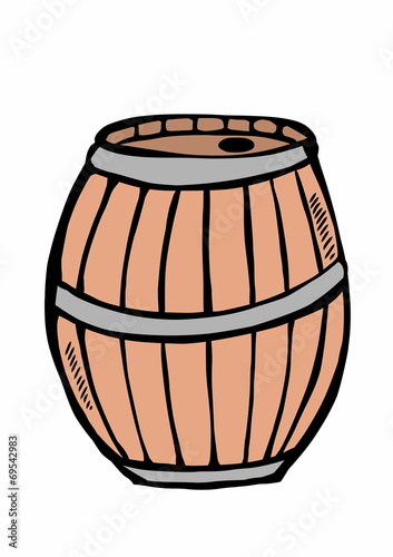 doodle wooden barrel