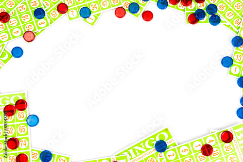 bingo card and chip arrange to have center space background